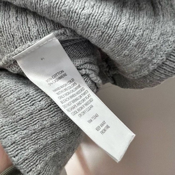 Tahari Cardigan XS Gray Cotton & Cashmere Open Front Knit 3/4 Sleeve Sweater - Picture 5 of 6